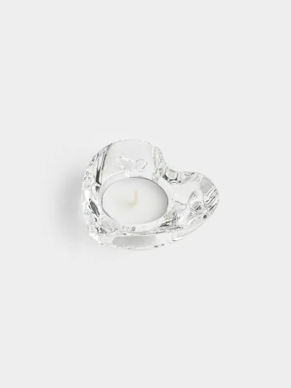 Подсвечник, 8х3 см, для чайной свечи, кристальное стекло, Сердце, Heart, image-3