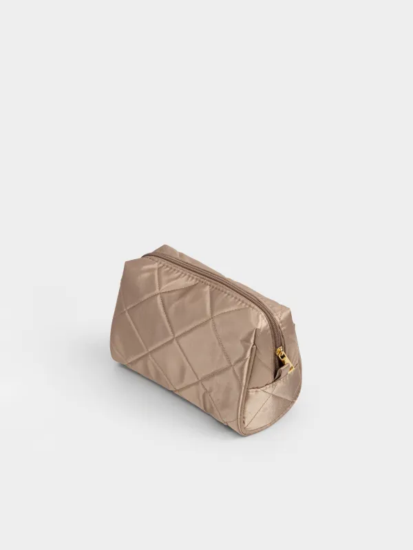 Косметичка, 21х13 см, стеганая, сатин, молочная, Quilted silk, image-2