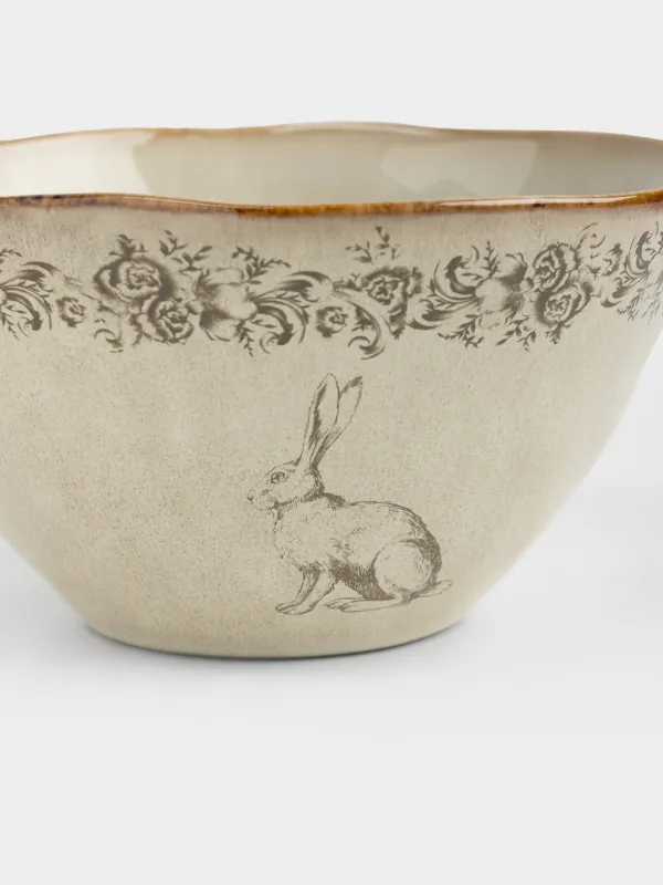 Салатник, 15х8 см, 700 мл, керамика R, бежевый, Заяц с цветами, Rustic Easter, image-2
