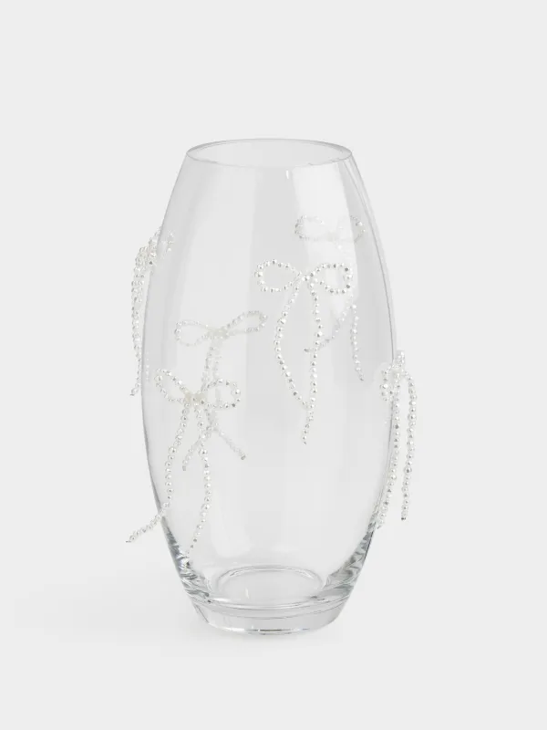 Ваза для цветов, 30 см, Бантики, Varies pearl, image-0