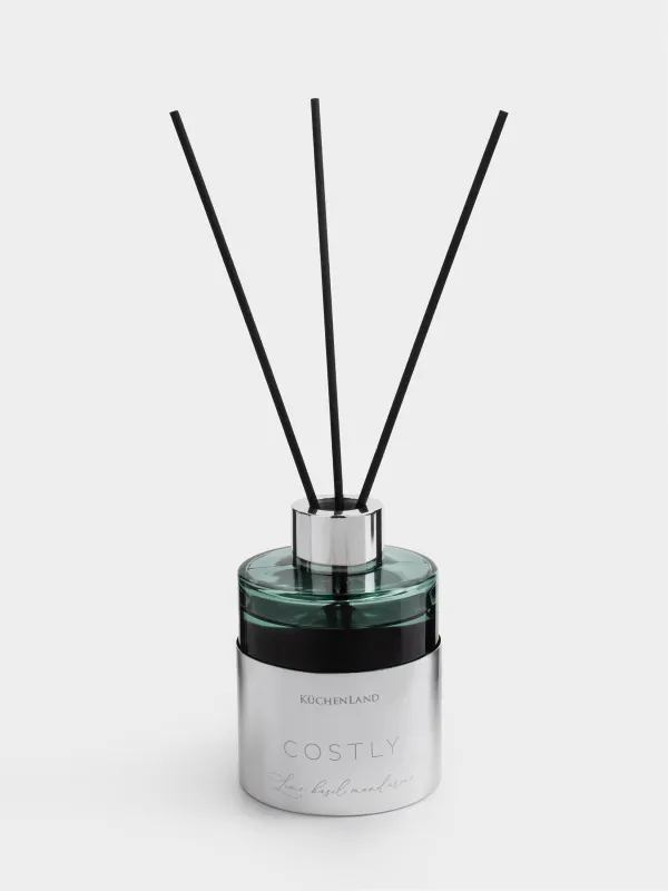 Ароматический диффузор, 120 мл, серебристо-зеленый, Lime basil and mandarine, Costly, image-0