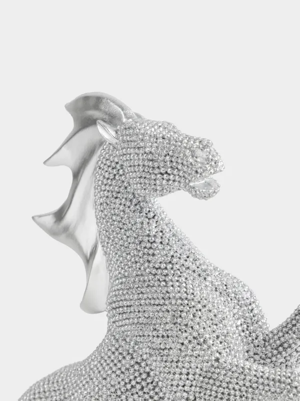 Статуэтка, 24 см, полирезин, серебристая, Конь на задних ногах, Horse silver, image-3