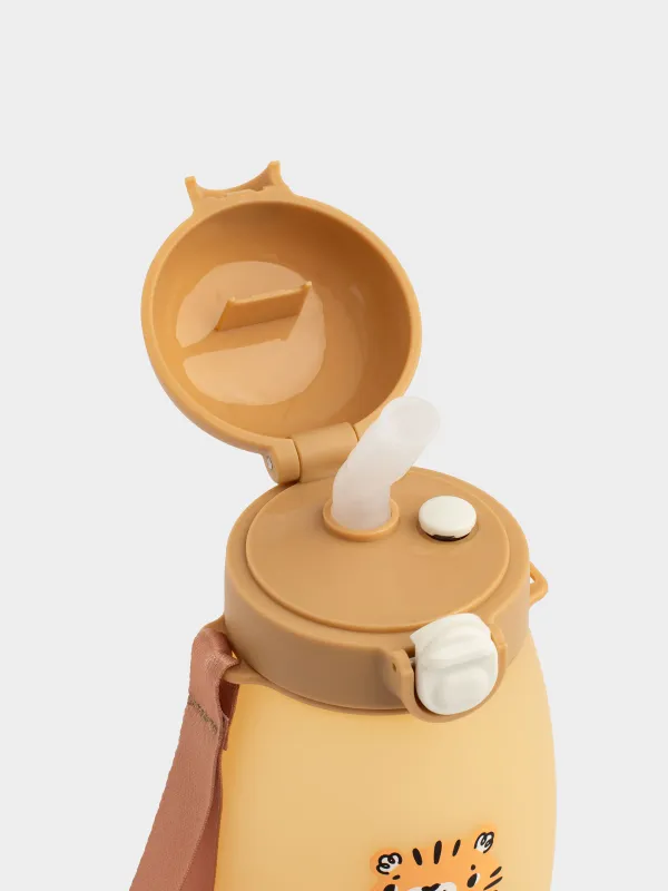 Бутылка-поильник, 460 мл, с ремешком, Тигр, Kiddy, image-1