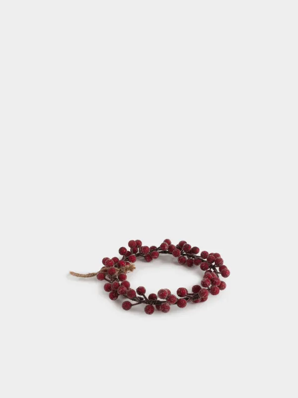 Венок декоративный, 20 см, Красные ягоды, Red berry, image-3