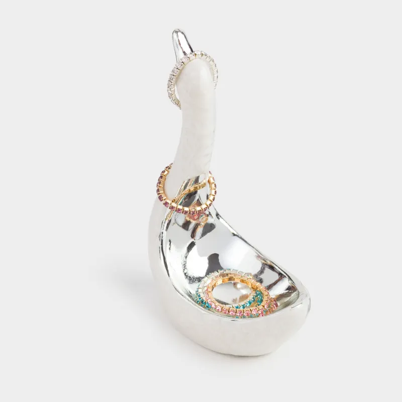 Держатель для украшений, 10 см, полирезин, серебристо-жемчужный, Лебедь, Fantastic, image-4