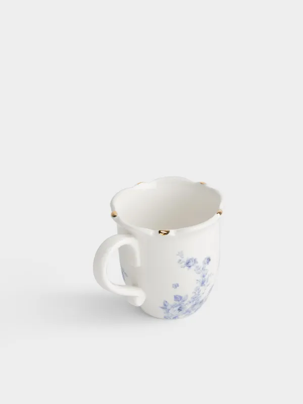 Кружка, 400 мл, фарфор P, бело-золотистая, Голубые цветы, Tradition Easter, image-2