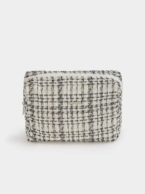 Косметичка, 26х19 см, твид, черно-белая, Wenal, image-1