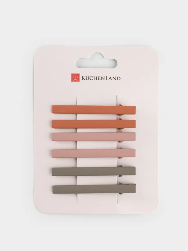 Заколка для волос, 6 см, 6 шт, металл, Цветной микс, Basic, image-4