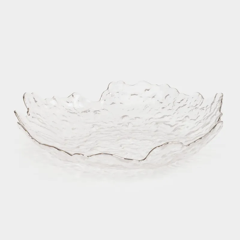 Блюдо, 25 см, стекло, с серебристым кантом, Nautilus silver