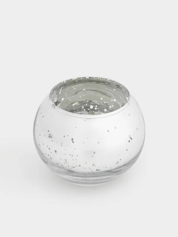 Свеча ароматическая, чайная, 4 см, 4 шт, с подсвечником, стекло, серебристая, Patina, image-1