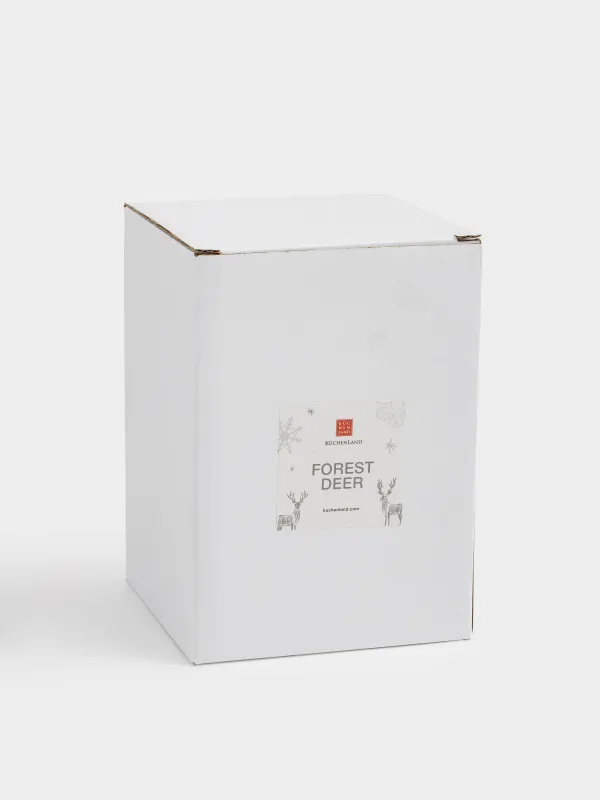 Подсвечник, 11 см, для тонкой свечи, керамика, белый, Олень, Forest deers, image-4