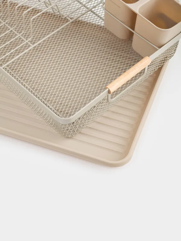 Сушилка для посуды, 43х32 см, с поддоном, пластик/металл, серо-бежевая, Dainty twin, image-5
