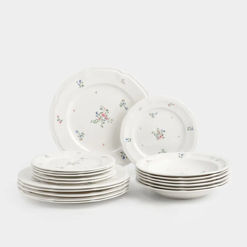 Сервиз обеденный, 6 перс, 18 пр, фарфор N, белый, Нежные цветы, El floria