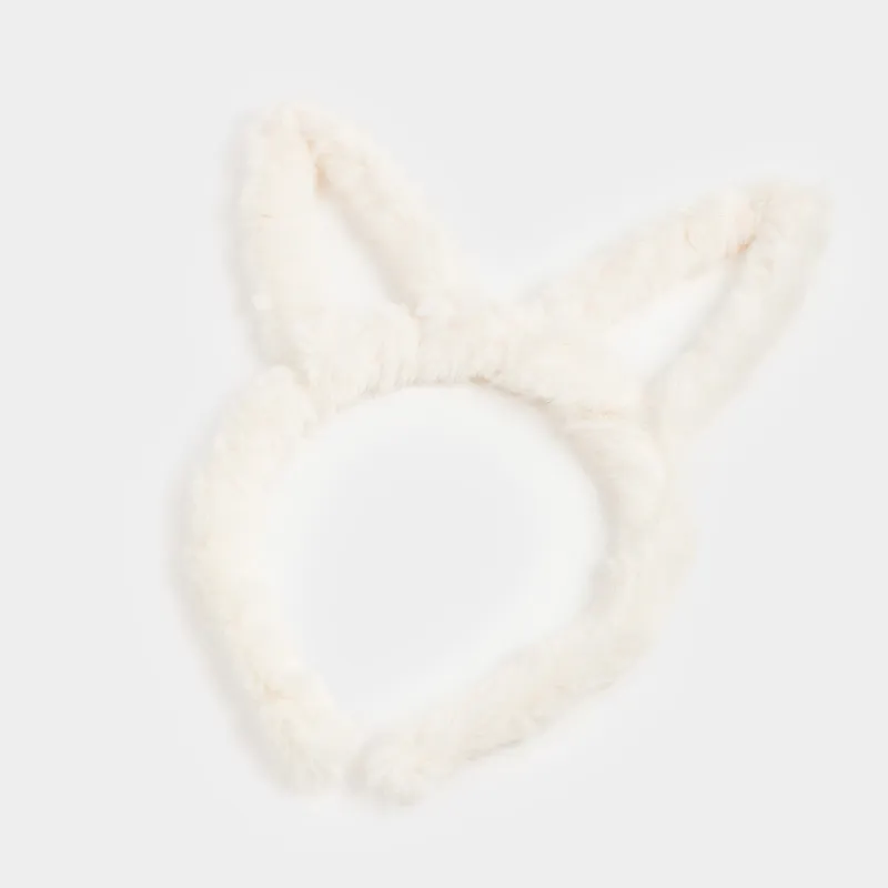 Ободок карнавальный, 13х15 см, детский, искусственный мех/пластик, молочный, Ушки, Rabbit, image-1