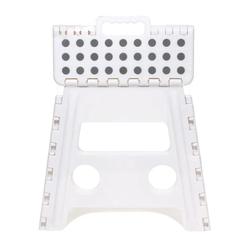 Табурет складной, 32 см, пластик, бело-серый, Polka dot, image-1