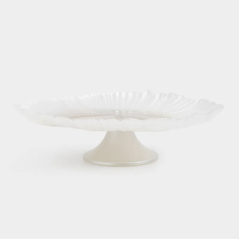 Блюдо на ножке, 28х9 см, стекло Р, молочное/шампань, Verge