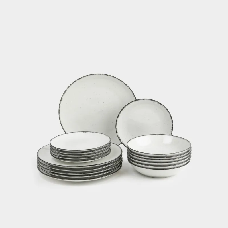 Сервиз обеденный, 6 перс, 18 пр, керамика R, бело-серый, в крапинку, Roxas