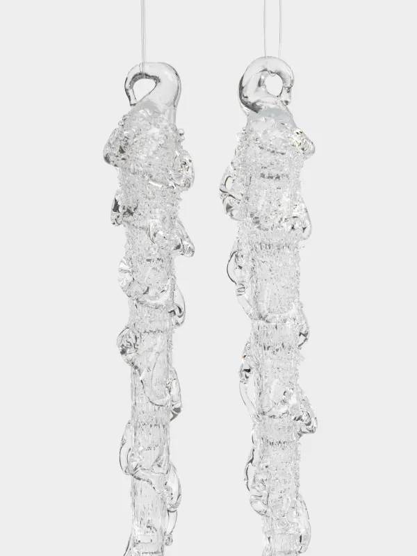 Игрушка елочная, 15 см, 2 шт, Сосулька, Ice crystal, image-1