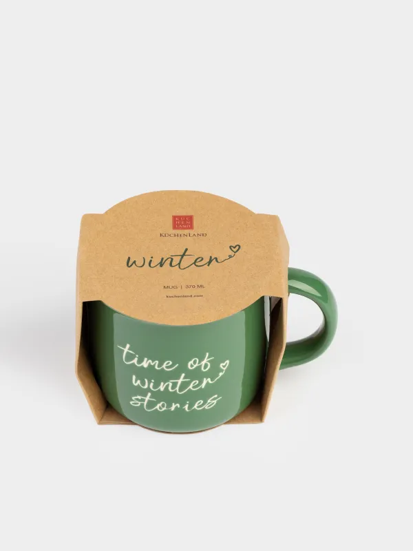 Кружка, 370 мл, фарфор N, зеленая, Time of winter stories, Mug title, image-4