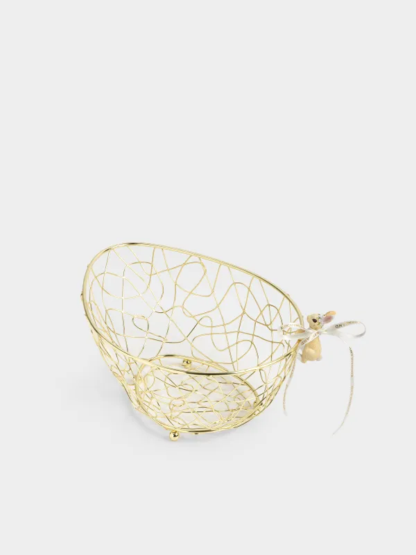 Корзина для фруктов, 25х18 см, металл/полирезин, золотистая, Кролик, Twist gold, image-3