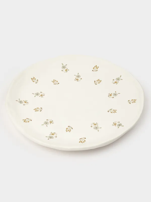 Блюдо, 23 см, керамика D, молочное, Винтажные цветы, La flore, image-1