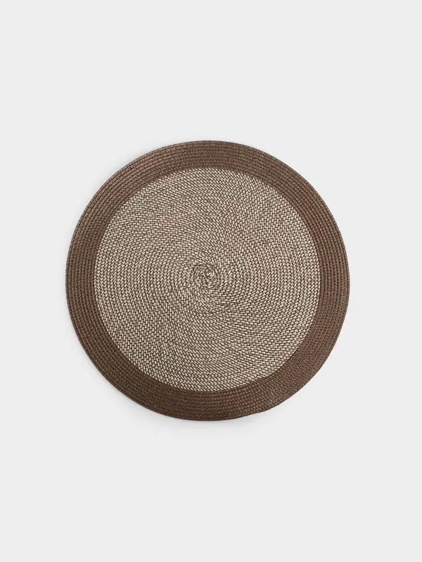 Салфетка под приборы, 38 см, полипропилен, круглая, бежево-коричневая, Circle, image-0