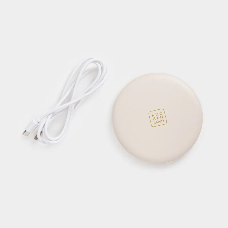 Зеркало карманное, 10 см, двустороннее, с подсветкой, пластик, бежевое, Vesta, image-5