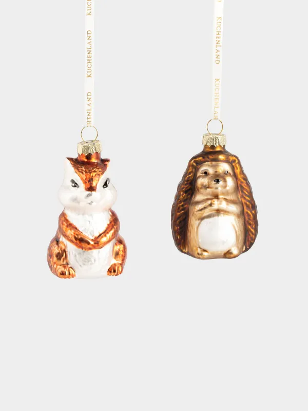 Набор елочных игрушек, 7 см, 2 шт, стекло, Новогодние звери, Figure christmas, image-0