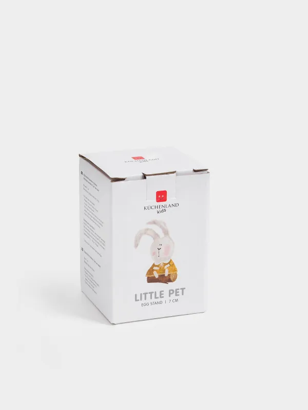 Подставка для яйца, детская, 7 см, фарфор N, белая, Торт и заяц, Little pet, image-4