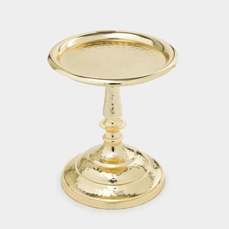 Подсвечник, 26 см, для чайной/цилиндрической свечи, на ножке, металл/стекло, золотистый, Кракелюр, Fantastic Ice, image-3