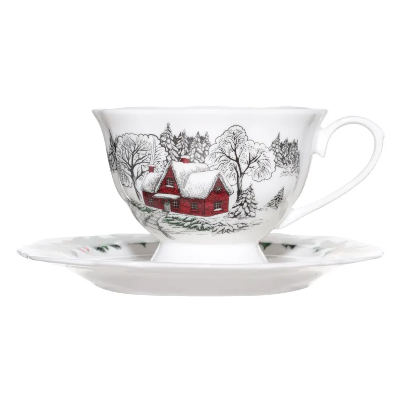 Пара чайная, 1 перс, 2 пр, 200 мл, фарфор N, белая, Дом в лесу, Forest house, image-1