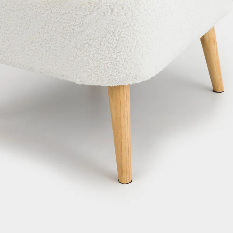 Кресло, 74 см, букле/дерево, молочное, Boucle, image-3