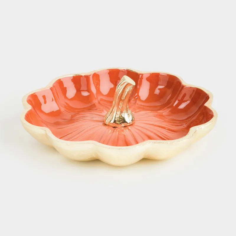 Блюдо декоративное, 20х6х2 см, металл, оранжево-золотистое, Тыква, Forest symphony