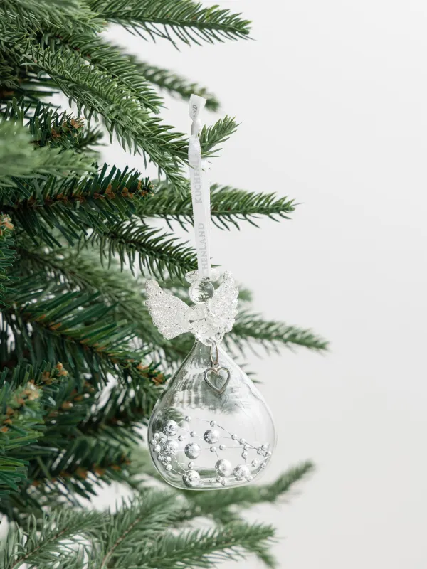 Игрушка елочная, 9 см, стекло, с блестками, серебристая, Ангел, Angel figurine, image-2