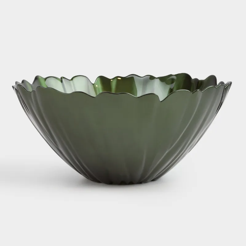 Ваза для фруктов, 30х14 см, стекло, зеленая, Verge