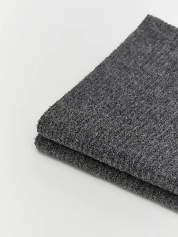 Шарф женский, 215х40 см, акрил/полиэстер, серый, Knitting fuzz, image-1