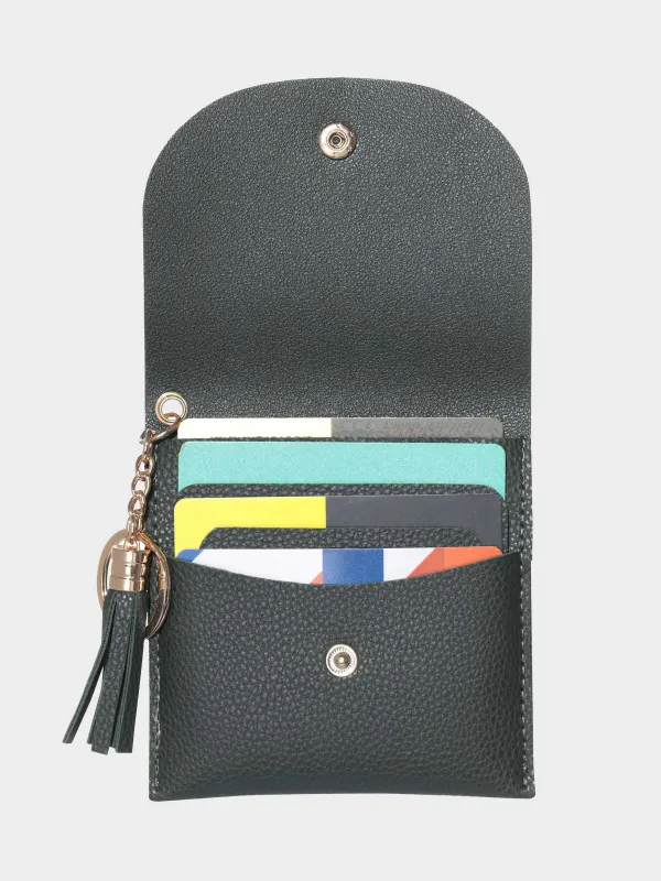 Кошелек женский, 10х10 см, на кнопке, с кисточкой, полиуретан, зеленый, Memo, image-2