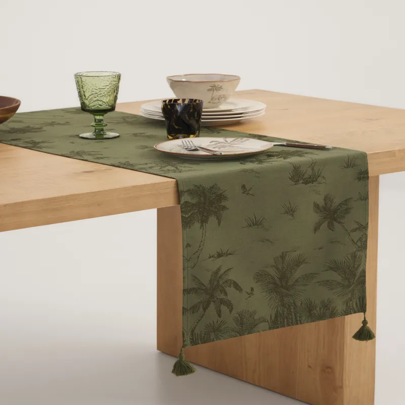 Дорожка настольная, 40х160 см, с кисточками, из жаккарда, Tropical oasis, image-8
