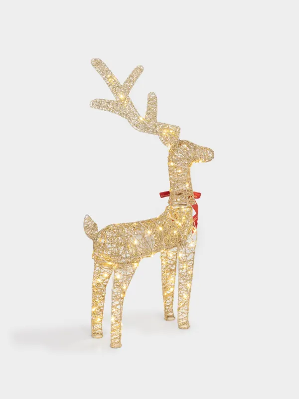 Статуэтка с подсветкой, 49х86 см, анимированная, металл, золотистая, Олень, Deer sparks, image-2