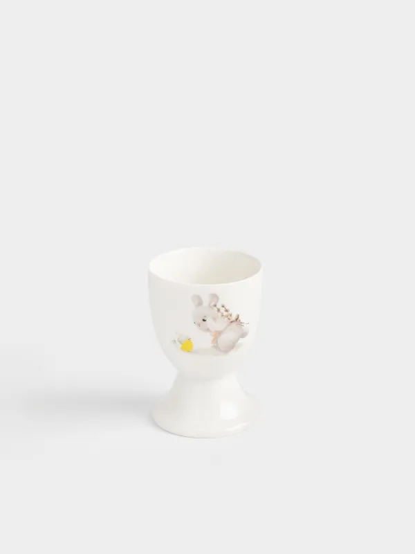 Подставка для яйца, детская, 7 см, фарфор N, белая, Кролик с цыпленком, Easter kids, image-1