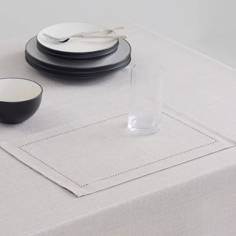 Салфетка под приборы, 30х45 см, полиэстер, прямоугольная, бежевая, Hemstitch