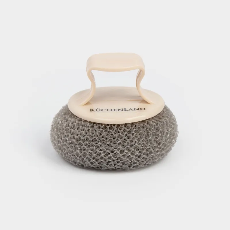 Губка для уборки, 8 см, с коротким держателем, пластик/полипропилен, бежевая, Clean