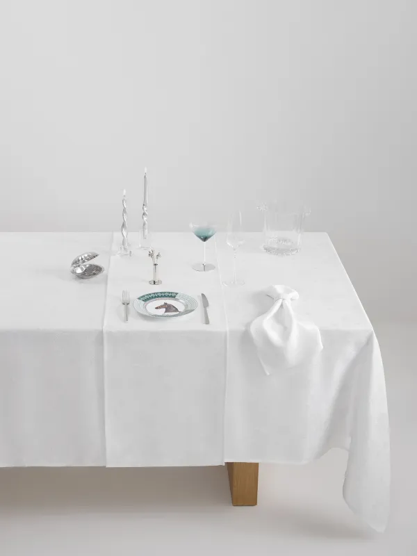 Дорожка настольная, 40х160 см, жаккард, полиэстер, белая, Хвойные ветви, Coniferous, image-1