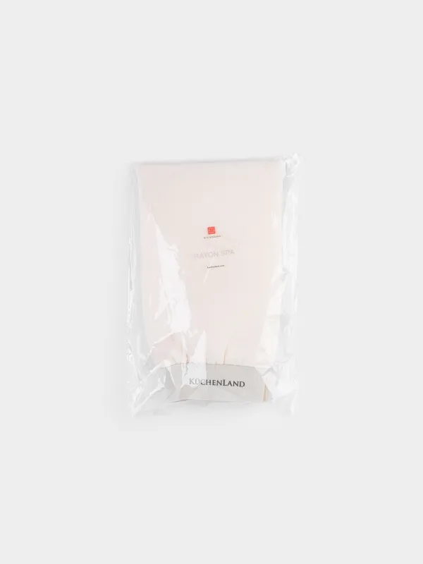 Мочалка-варежка для мытья тела, 22х15 см, отшелушивающая, вискоза/полиуретан, бежевая, Rayon spa, image-3