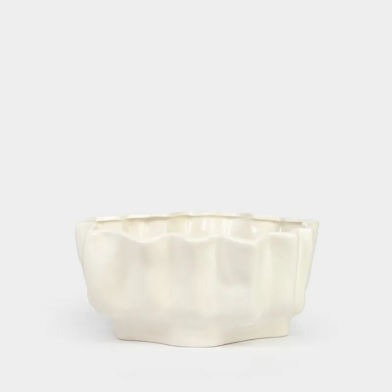 Ваза для фруктов, 26x20 см, керамика D, молочная, Изгибы, Crumple