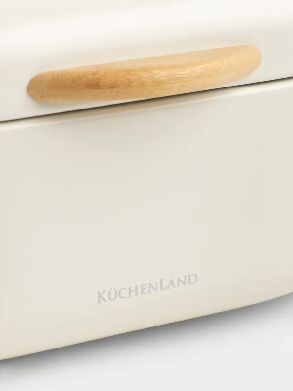 Хлебница, 34x24х14 см, металл/бамбук, овальная, молочная, Milk kitchen, image-2