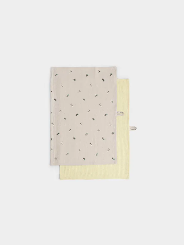 Полотенце кухонное, 40х60 см, 2 шт, хлопок, бежевое/желтое, Цветы, Meadow, image-0