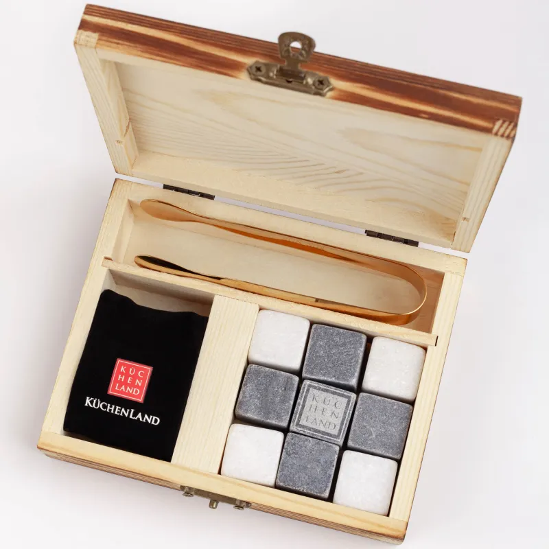 Набор кубиков для охлаждения напитков, 12 пр, с щипцами, в коробке, мрамор/сталь, Bar, image-1