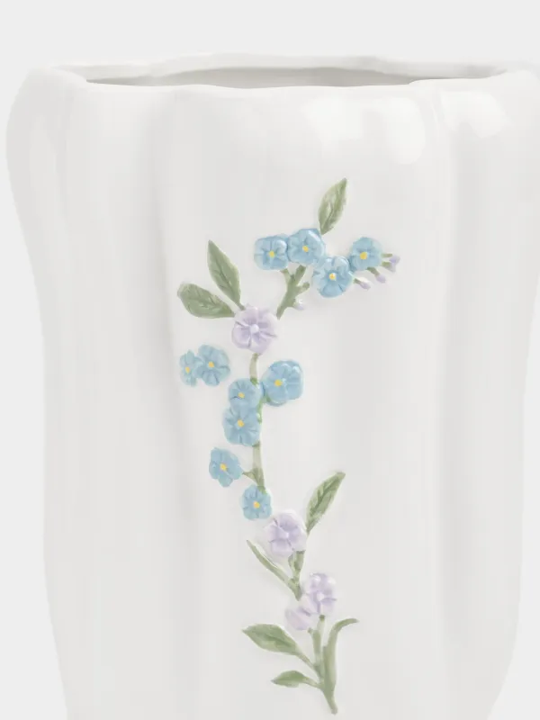 Ваза для цветов, 20 см, керамика D, белая, Незабудка, Crumple flower, image-1