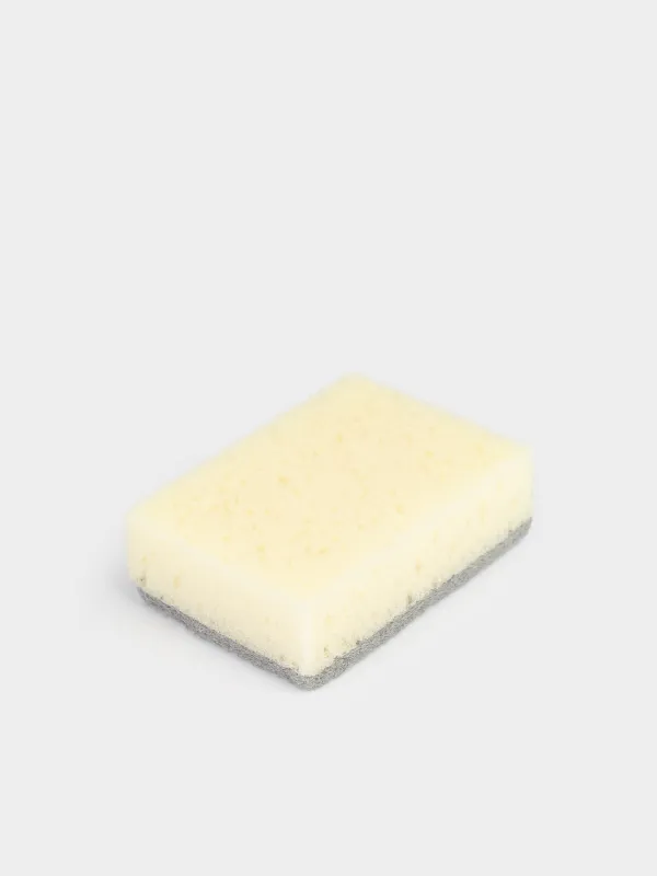 Губка для мытья посуды, 10х7 см, 5 шт, поролон/абразив, бежево-серая, Clean, image-1